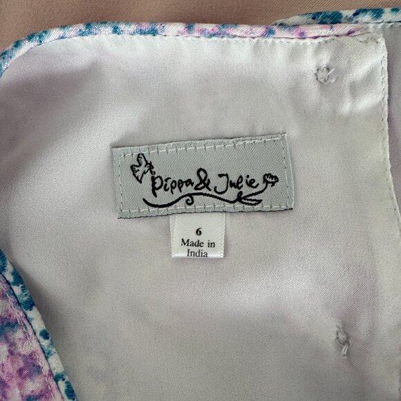 Pippa & Julie Purple and Blue Size 6 Girls Dress with Crystal Belt - Picture 2 of 3